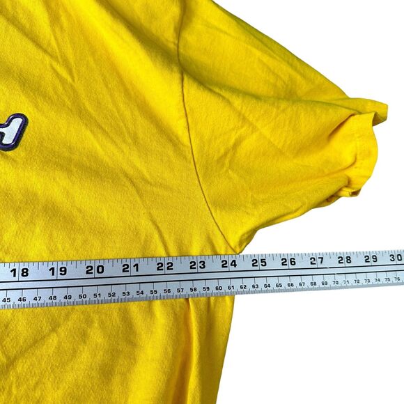 Vintage Nike Swoosh T-Shirt Men XL Yellow 100% Cotton Crew Neck 90s Pullover - Picture 6 of 9